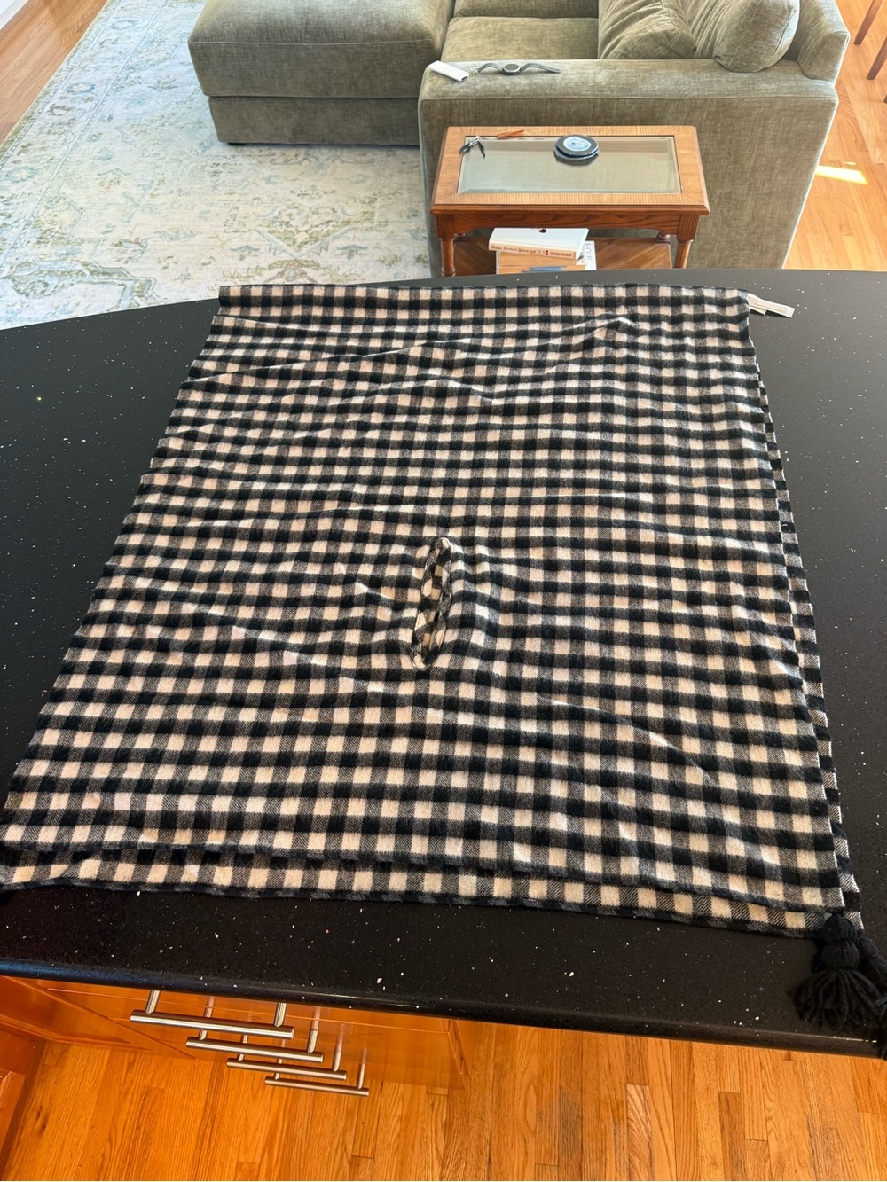 Black and Cream Checkered Wrap Shawl Accessory